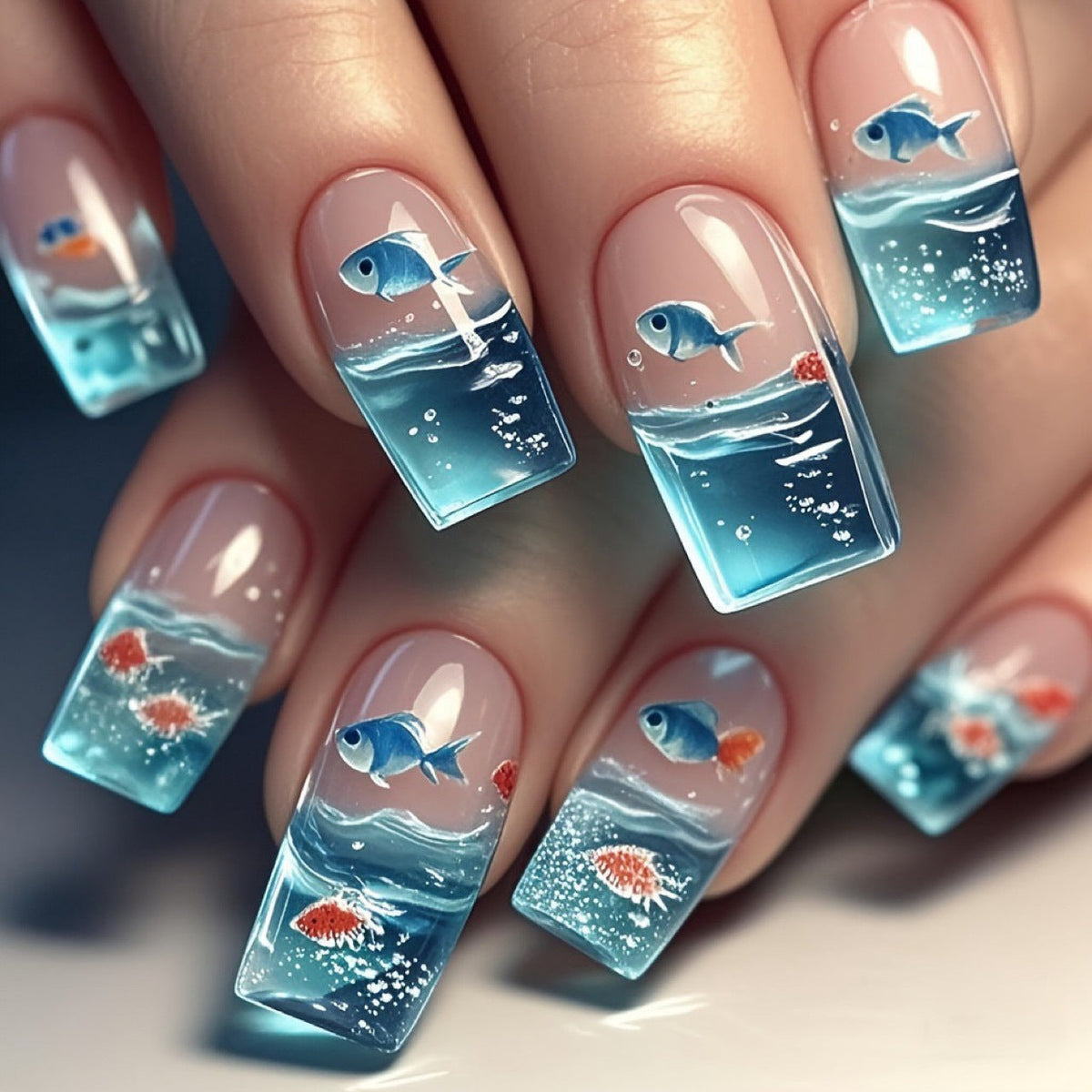 Underwater Scene Press-On Nails