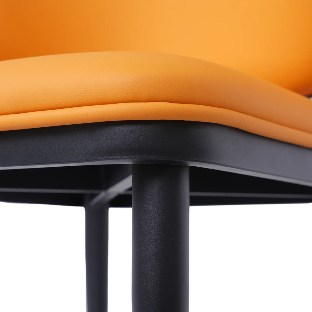 Vegan Wing Back Dining Chair | Orange PU Leather Set of 2