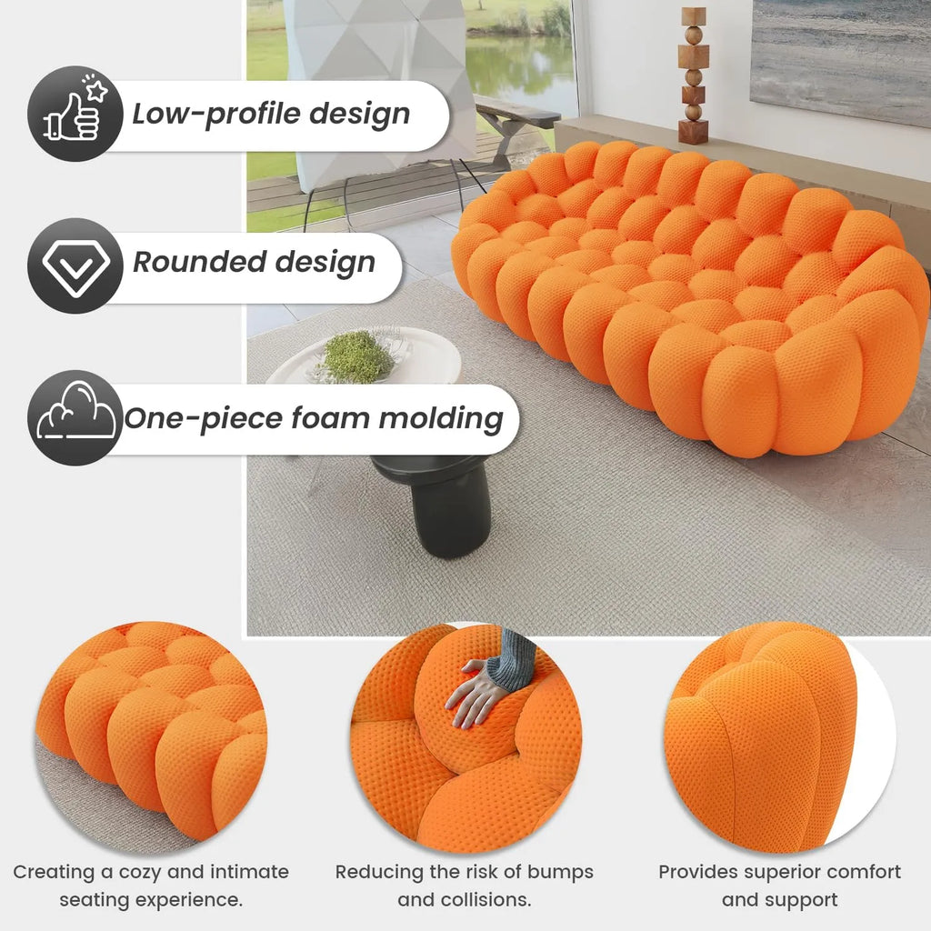 Essential 5-Seater orange 3D-Knitted Fabric V-Shaped Sectionals | 2-Piece, 3D-Knitted Fabric, Compact Design