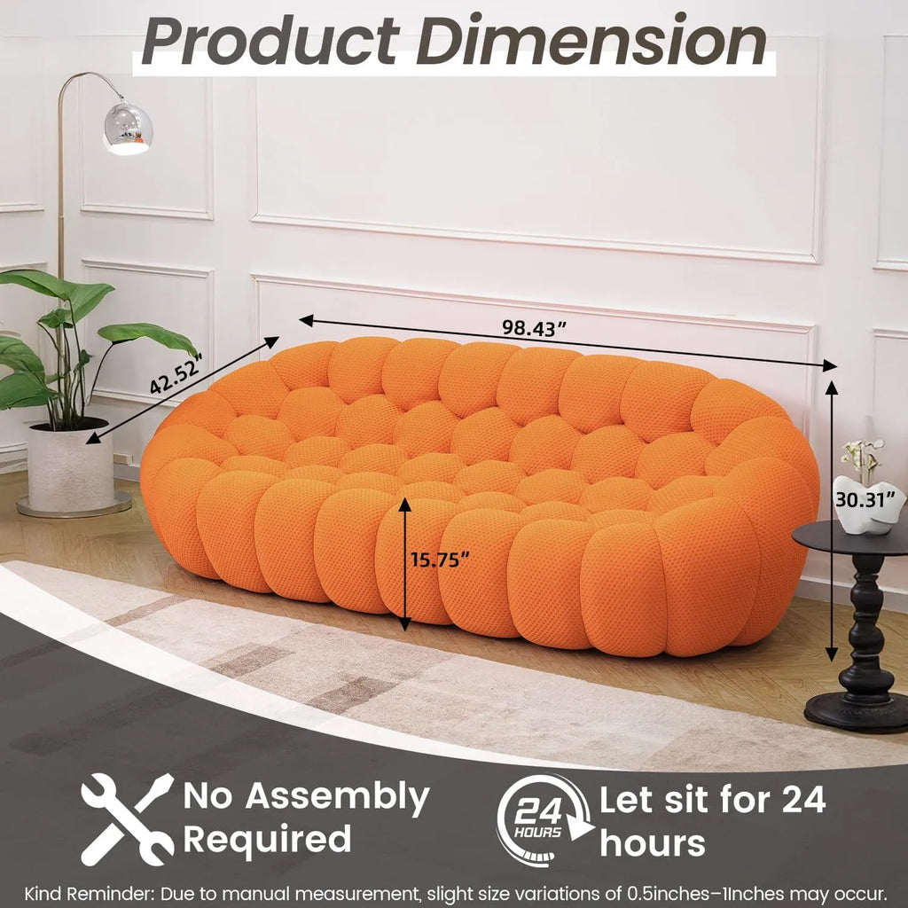 Essential 5-Seater orange 3D-Knitted Fabric V-Shaped Sectionals | 2-Piece, 3D-Knitted Fabric, Compact Design