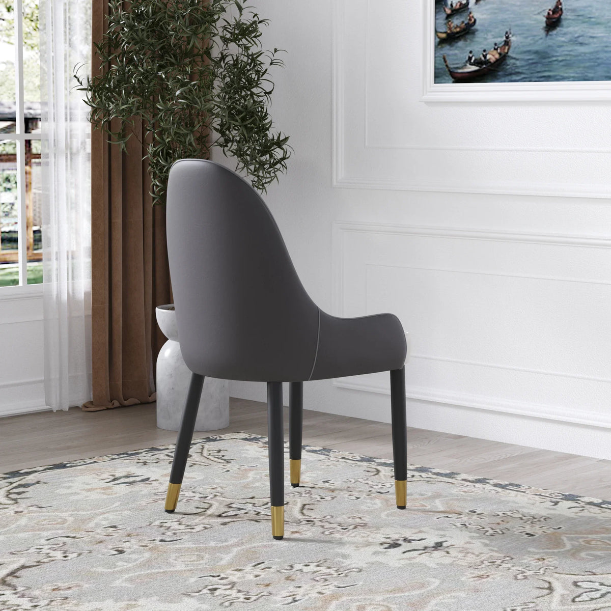 Vegan Full Back Dining Chair | Orange PU Leather Set of 2