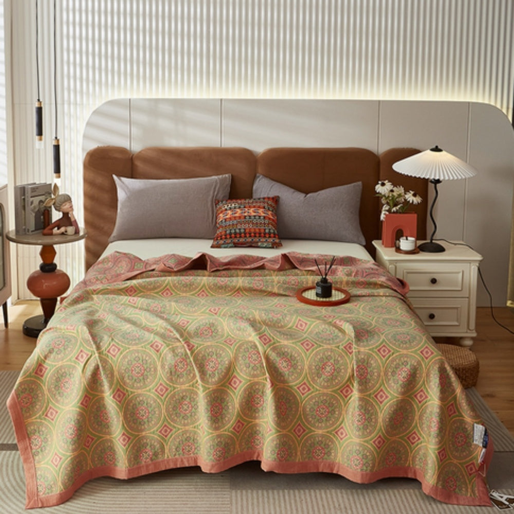 Reversible Cotton Summer Blanket, Lightweight, Breathable, 100% Cotton