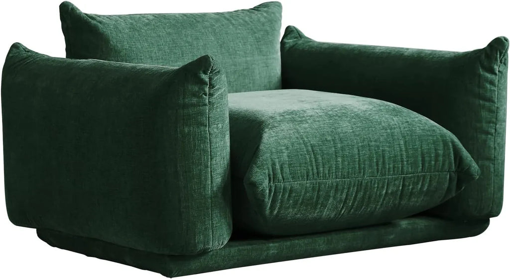 Matrix Green 1-Seater Single Sofa | 1-Piece, Dual-Arm Design, Chenille Fabric, Fixed Upholstery