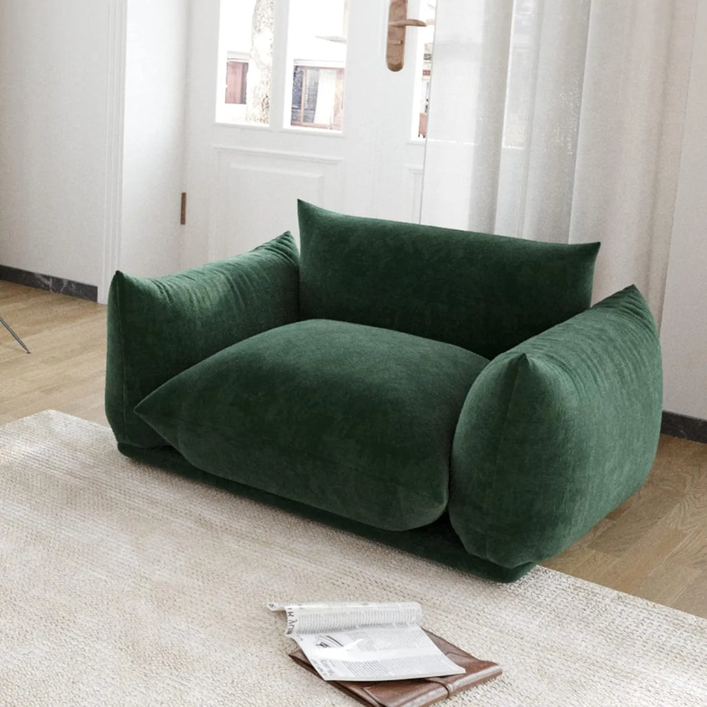 Matrix Green 1-Seater Single Sofa | 1-Piece, Dual-Arm Design, Chenille Fabric, Fixed Upholstery