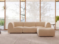 Teddy Fleece 3-Seater Sand Large Space L-Shaped Sectional | 4-Piece (Includes 1 Ottoman), Modular Design, Fixed Upholstery, Low Pillow Arm