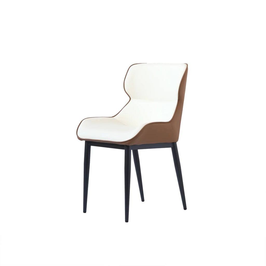 Vegan Full Back Dining Chair | White Leather Set of 2