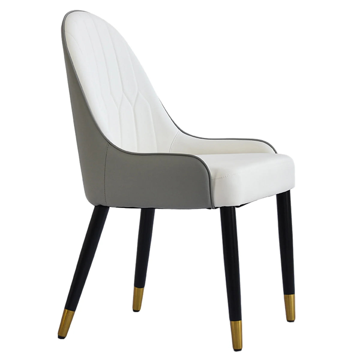 Vegan Full Back Dining Chair | White PU Leather Gray Back Set of 2
