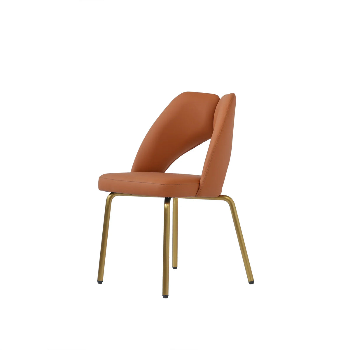 Vegan Open Back Dining Chair | Orange PU Leather Set of 2