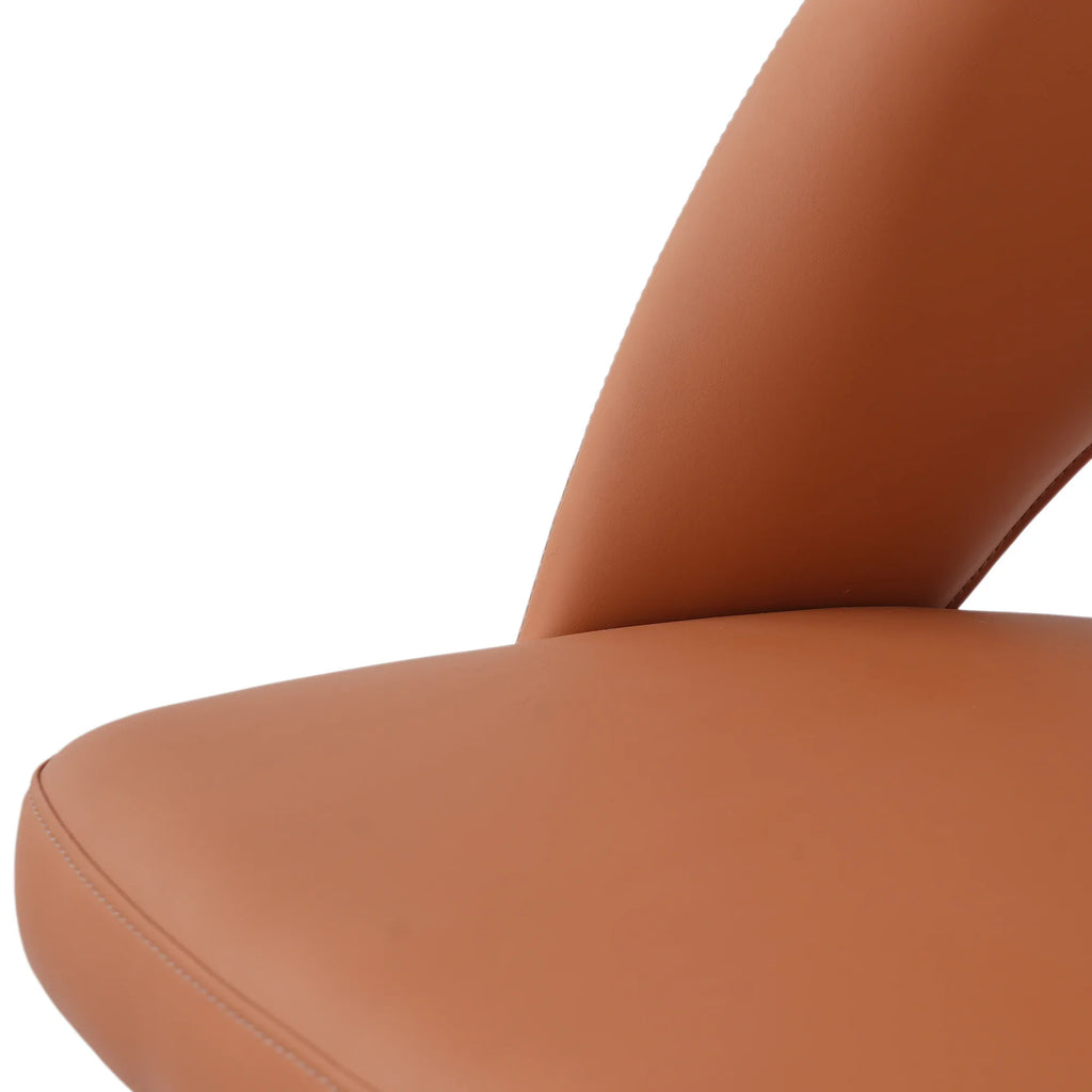 Vegan Open Back Dining Chair | Orange PU Leather Set of 2