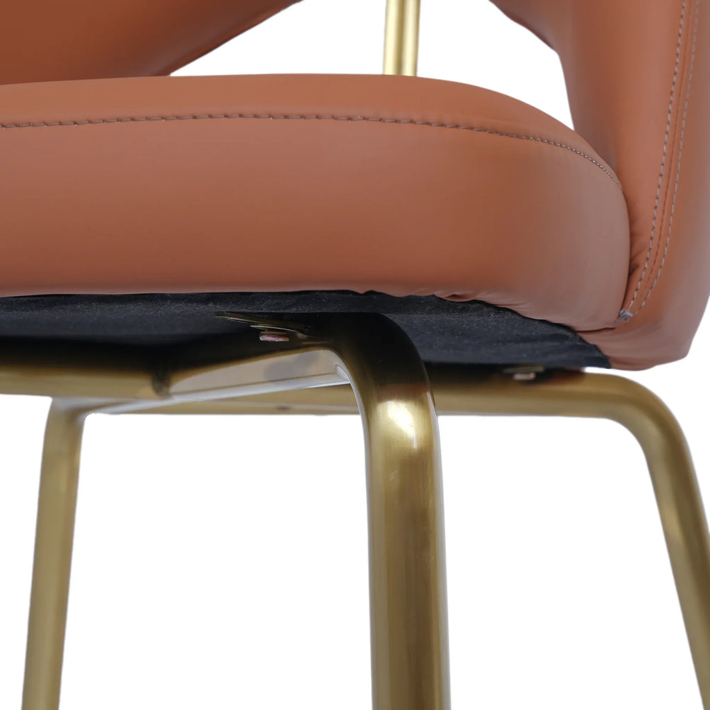 Vegan Open Back Dining Chair | Orange PU Leather Set of 2