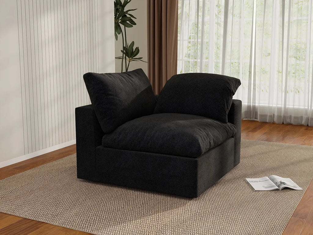 Deluxe Cloud 1-Seater Black Washable Single Sofa | 1-Piece, Cotton and Linen Fabric, Modular Design