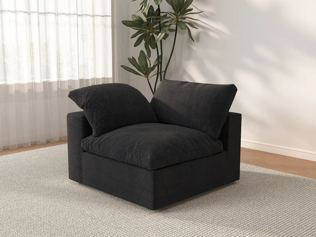 Deluxe Cloud 1-Seater Black Washable Single Sofa | 1-Piece, Cotton and Linen Fabric, Modular Design