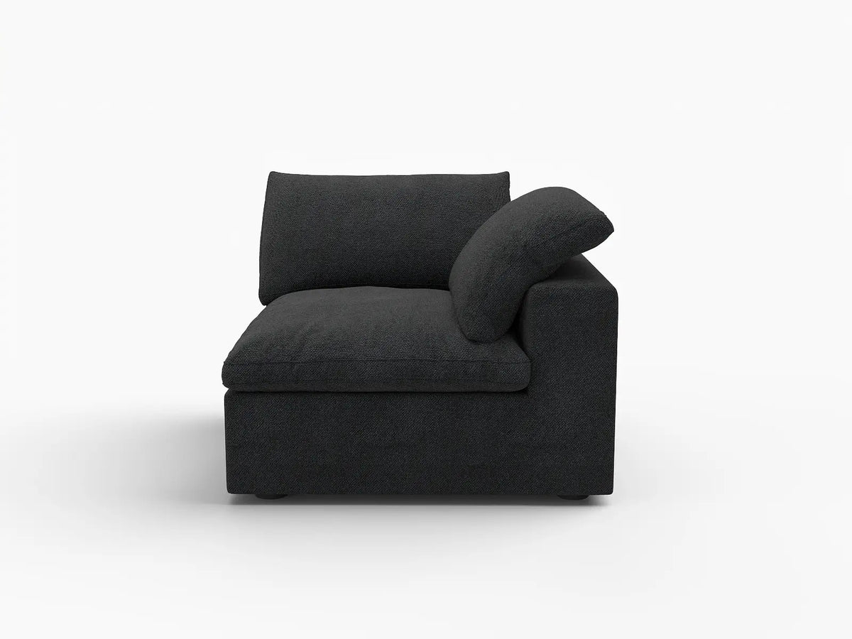 Deluxe Cloud 1-Seater Black Washable Single Sofa | 1-Piece, Cotton and Linen Fabric, Modular Design