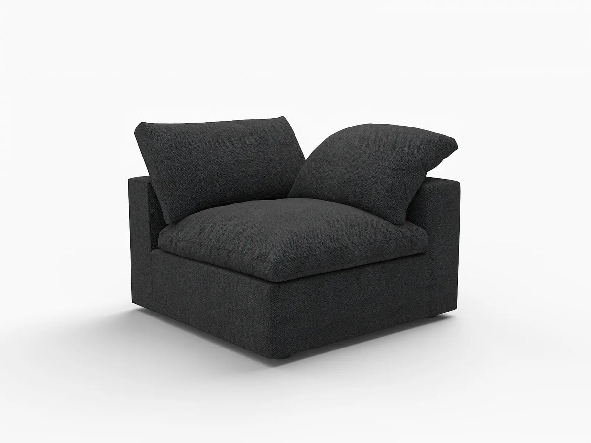 Deluxe Cloud 1-Seater Black Washable Single Sofa | 1-Piece, Cotton and Linen Fabric, Modular Design