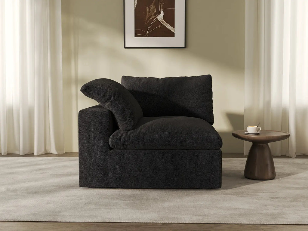 Deluxe Cloud 1-Seater Black Washable Single Sofa | 1-Piece, Cotton and Linen Fabric, Modular Design