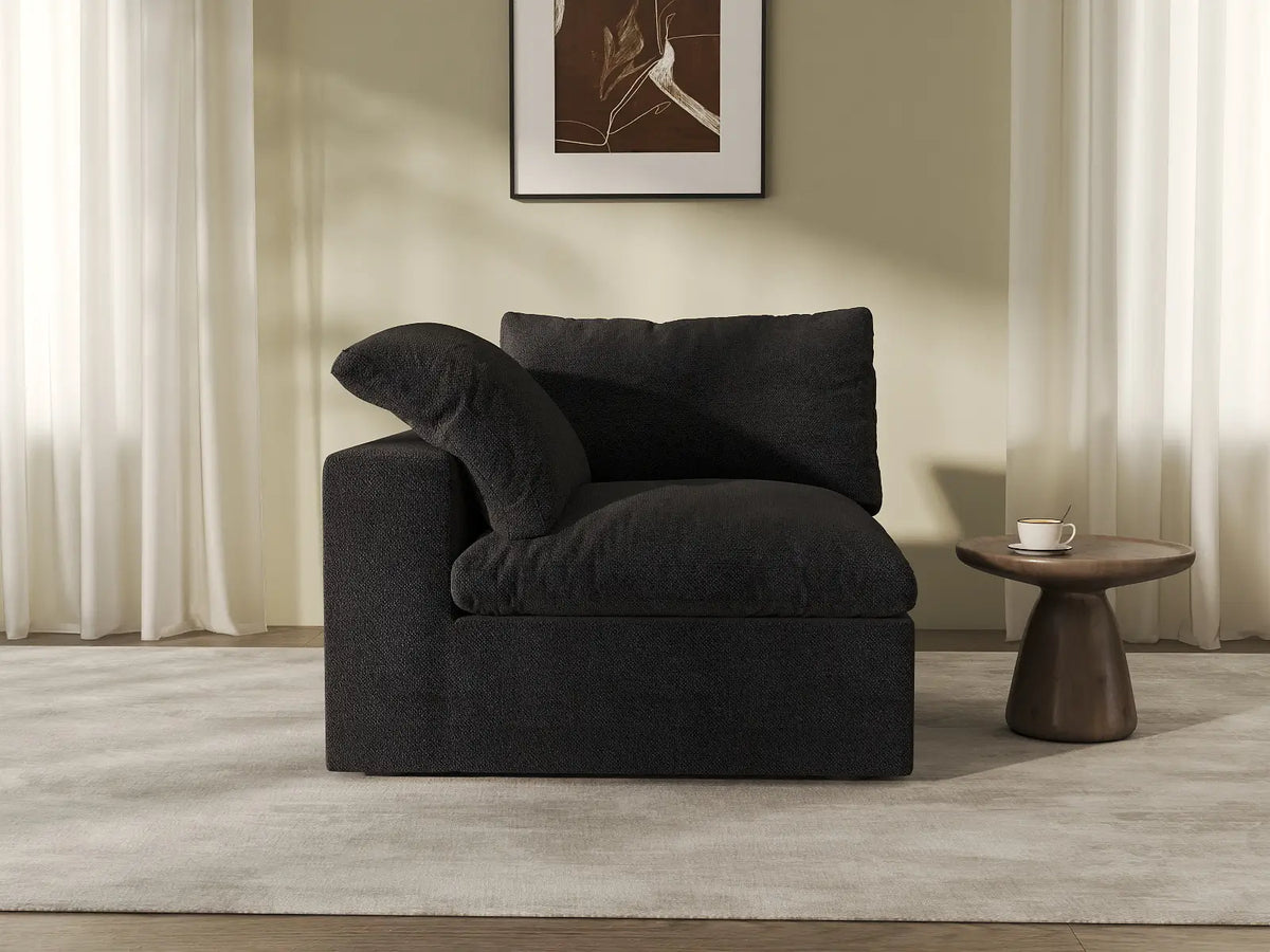 Deluxe Cloud 1-Seater Black Washable Single Sofa | 1-Piece, Cotton and Linen Fabric, Modular Design