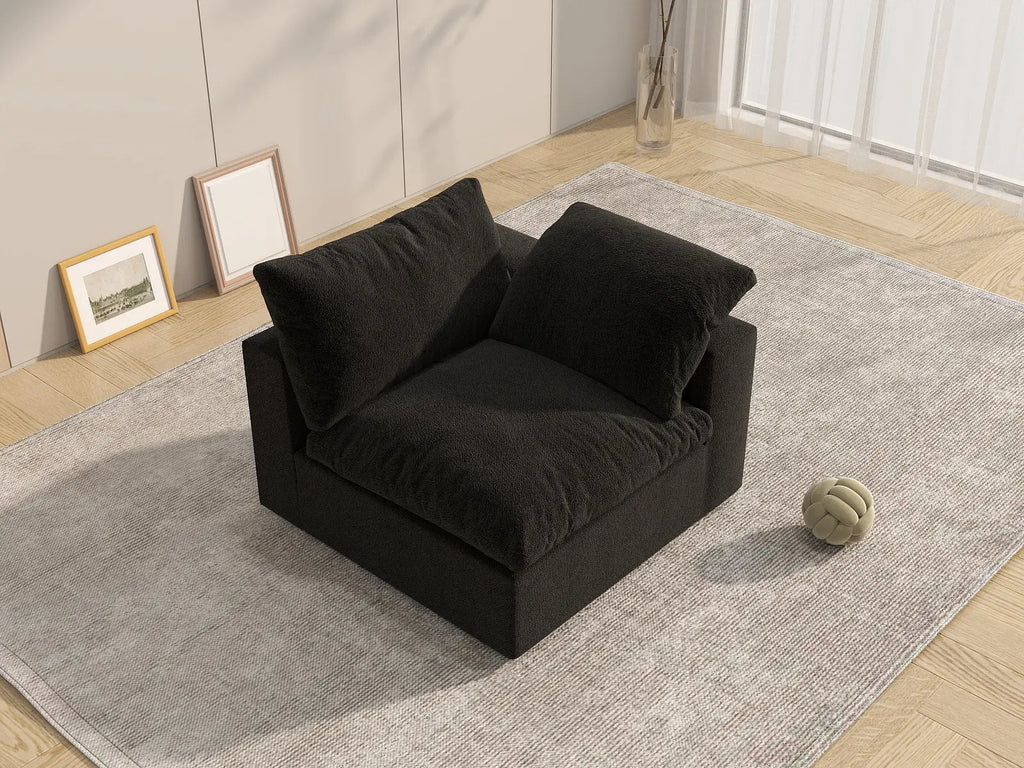 Deluxe Cloud 1-Seater Black Washable Single Sofa | 1-Piece, Cotton and Linen Fabric, Modular Design