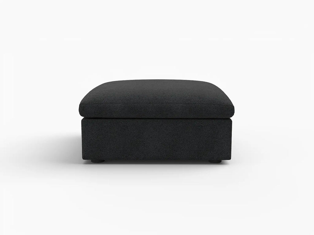 Deluxe Cloud Black Storage Ottoman | 1-Piece, Cotton and Linen Fabric, Washable Covers