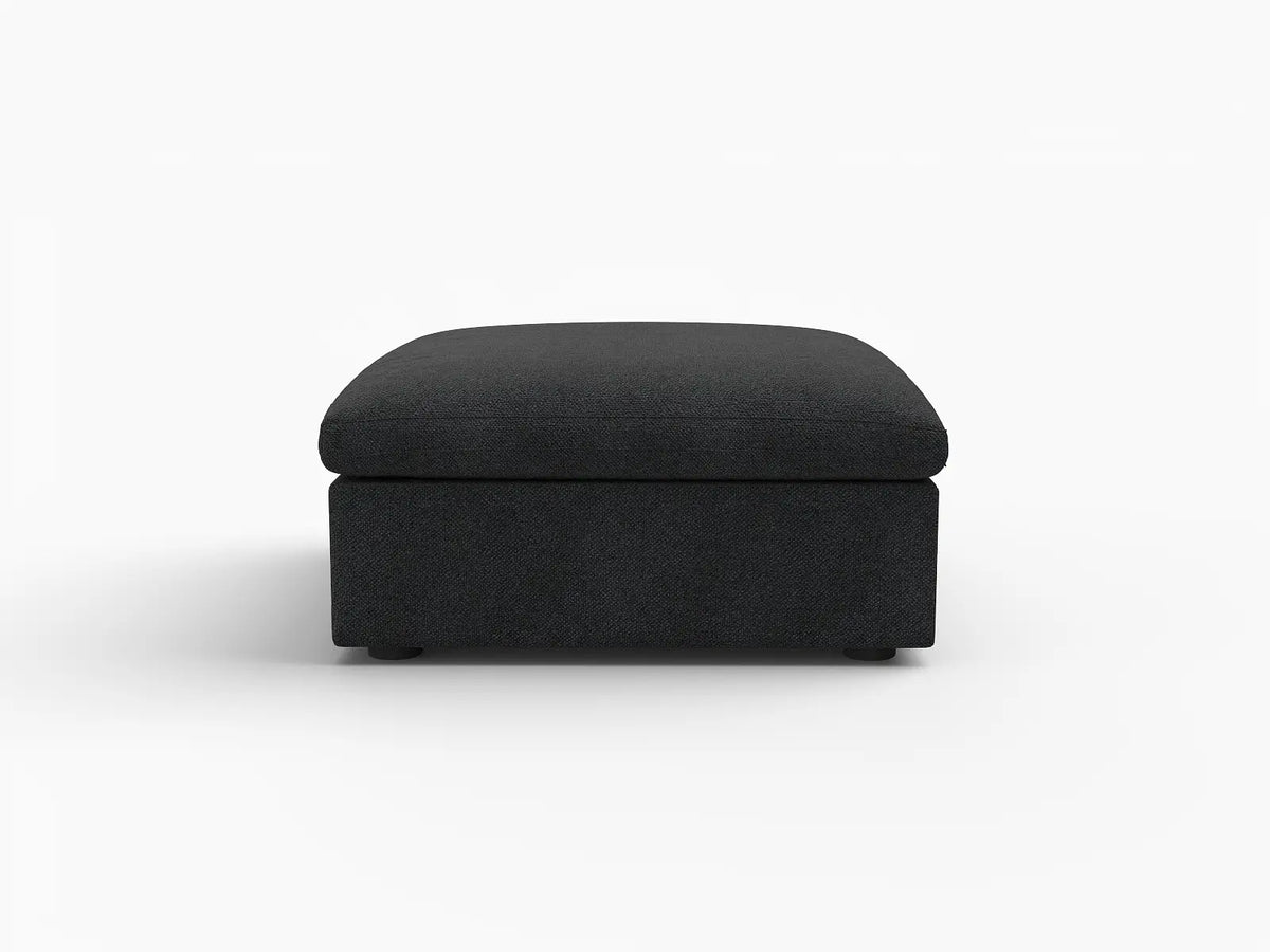 Deluxe Cloud Black Storage Ottoman | 1-Piece, Cotton and Linen Fabric, Washable Covers