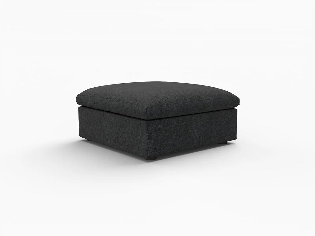 Deluxe Cloud Black Storage Ottoman | 1-Piece, Cotton and Linen Fabric, Washable Covers
