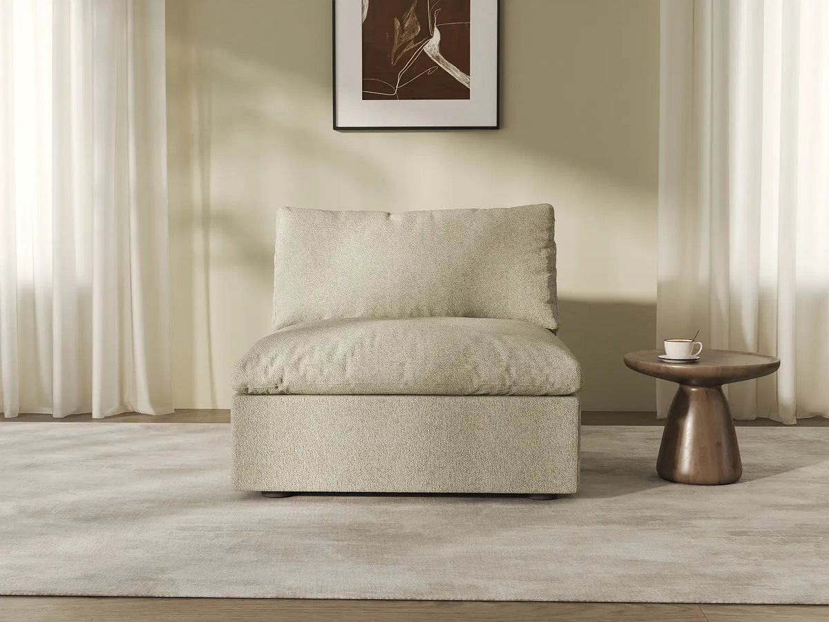 Deluxe Cloud 1-Seater Khaki Washable Single Sofa | 1-Piece, Cotton and Linen Fabric, Modular Design