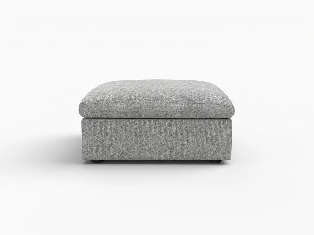 Deluxe Cloud Light-Grey Storage Ottoman | 1-Piece, Cotton and Linen Fabric, Washable Covers
