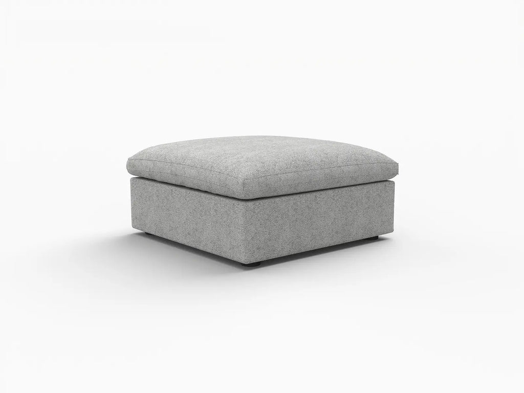 Deluxe Cloud Light-Grey Storage Ottoman | 1-Piece, Cotton and Linen Fabric, Washable Covers