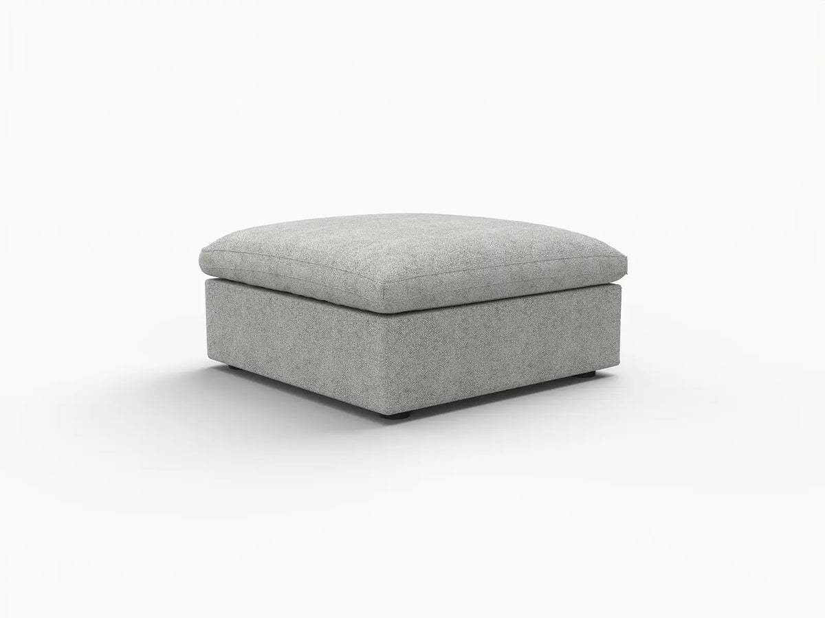 Deluxe Cloud Light-Grey Storage Ottoman | 1-Piece, Cotton and Linen Fabric, Washable Covers
