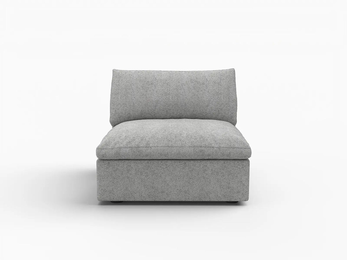 Deluxe Cloud 1-Seater Light-Grey Washable Single Sofa | 1-Piece, Cotton and Linen Fabric, Modular Design