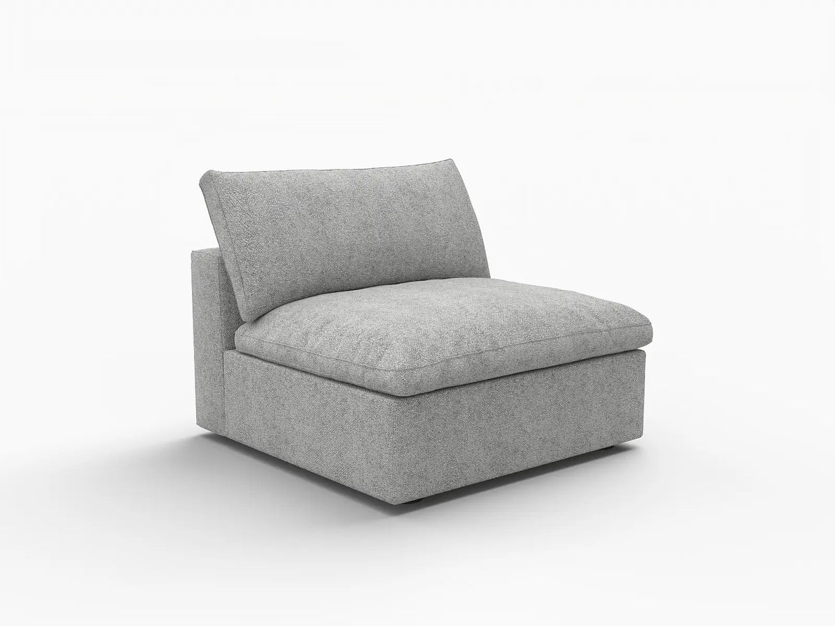 Deluxe Cloud 1-Seater Light-Grey Washable Single Sofa | 1-Piece, Cotton and Linen Fabric, Modular Design