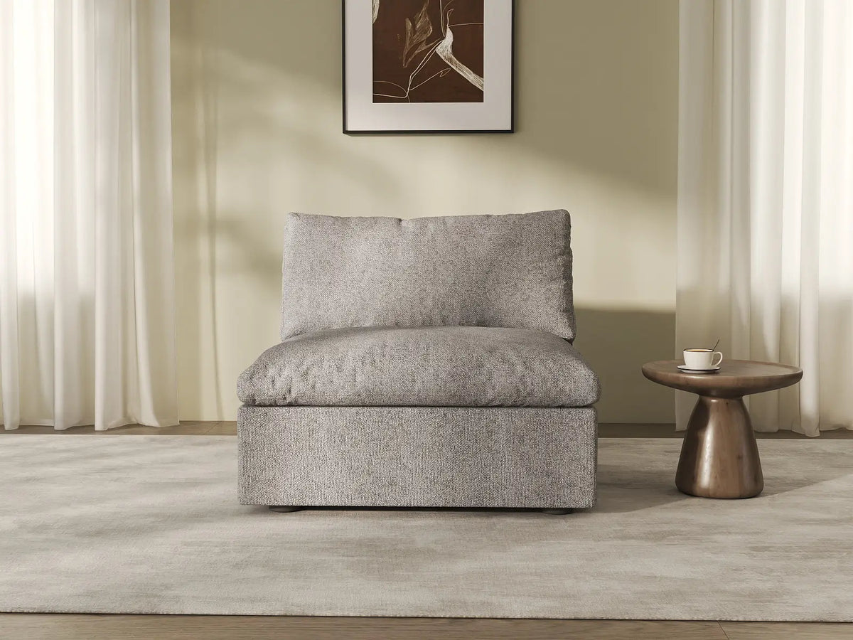 Deluxe Cloud 1-Seater Light-Grey Washable Single Sofa | 1-Piece, Cotton and Linen Fabric, Modular Design