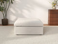 Deluxe Cloud White Storage Ottoman | 1-Piece, Cotton and Linen Fabric, Washable Covers