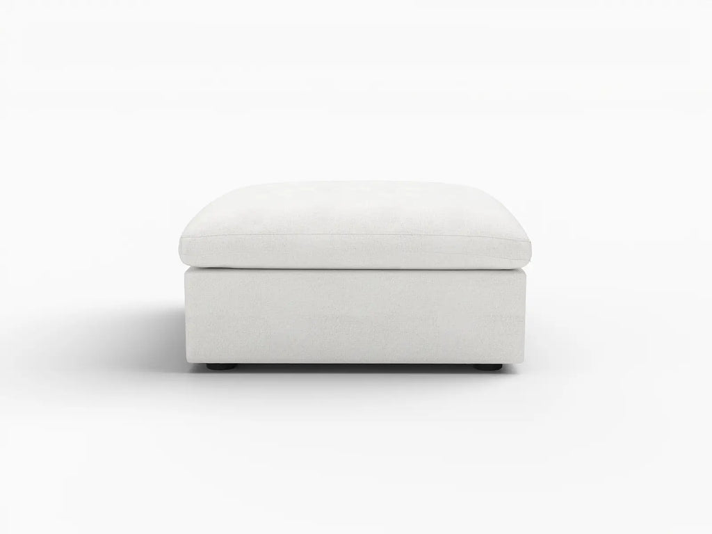 Deluxe Cloud White Storage Ottoman | 1-Piece, Cotton and Linen Fabric, Washable Covers