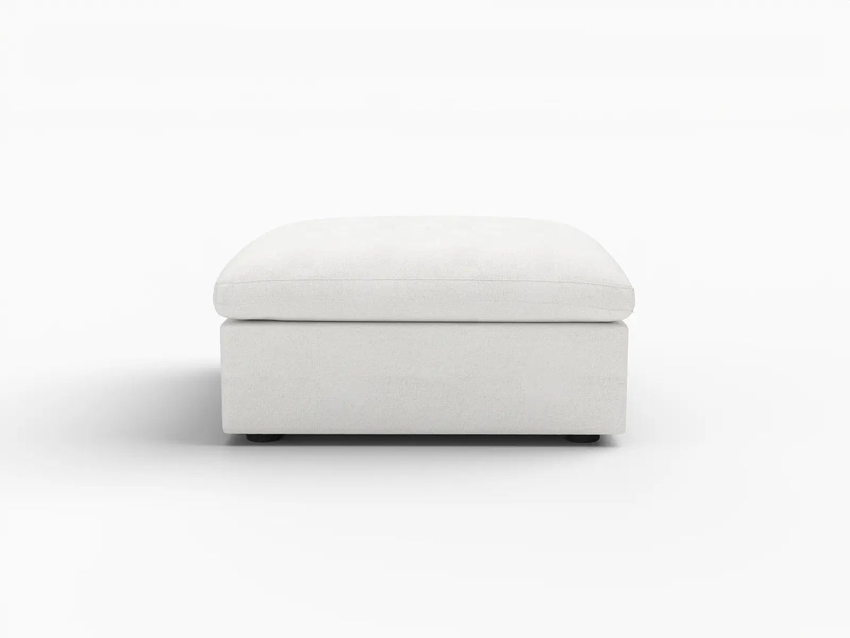 Deluxe Cloud White Storage Ottoman | 1-Piece, Cotton and Linen Fabric, Washable Covers