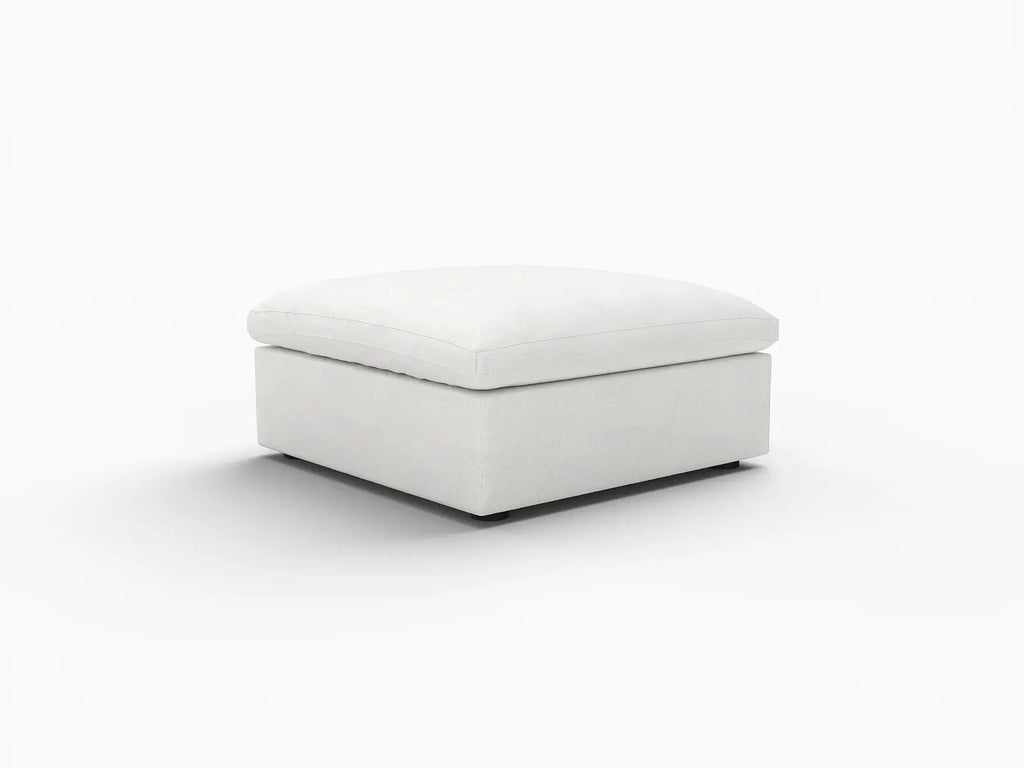 Deluxe Cloud White Storage Ottoman | 1-Piece, Cotton and Linen Fabric, Washable Covers