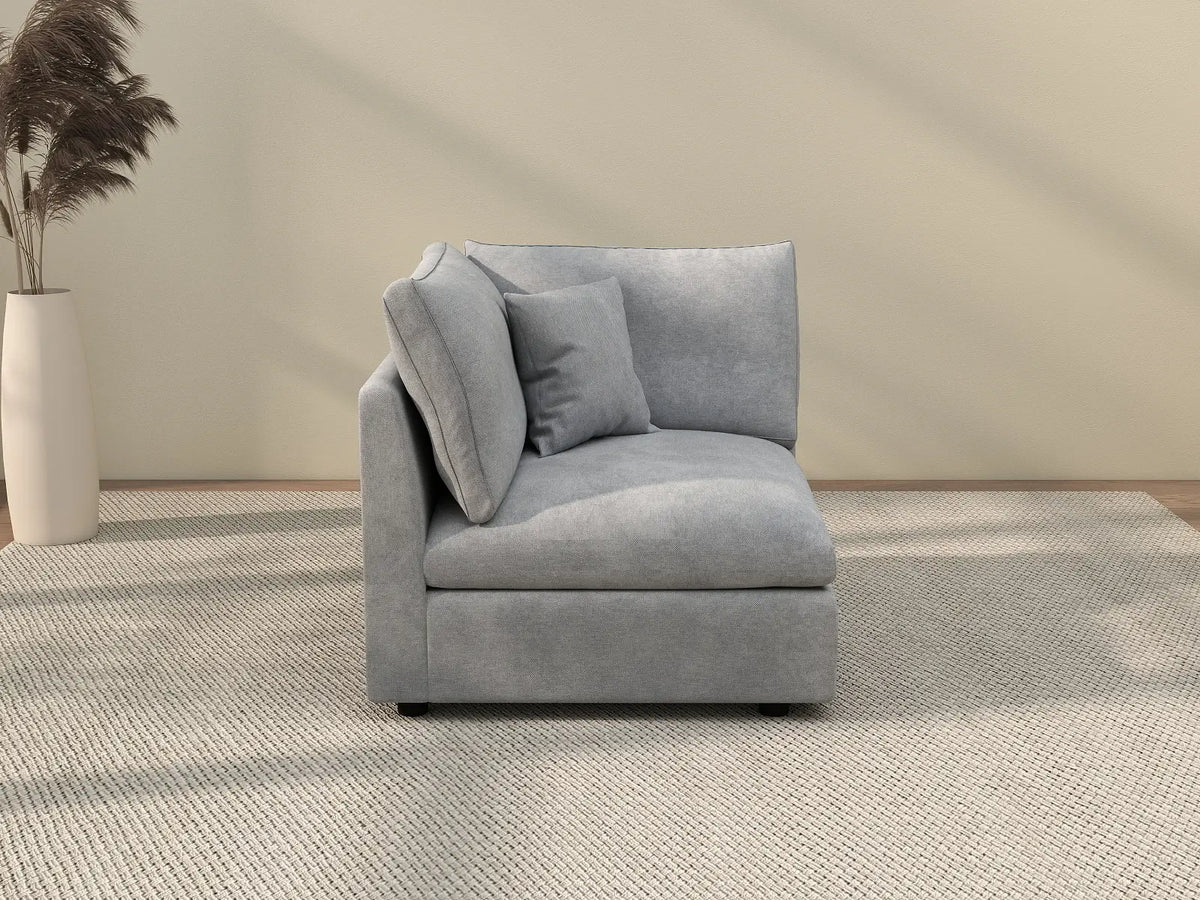 Deluxe Cloud 1-Seater Light-Grey Washable Single Sofa | 1-Piece, Chenille and Linen Fabric, Modular Design