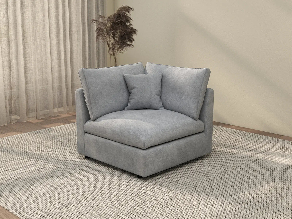 Deluxe Cloud 1-Seater Light-Grey Washable Single Sofa | 1-Piece, Chenille and Linen Fabric, Modular Design