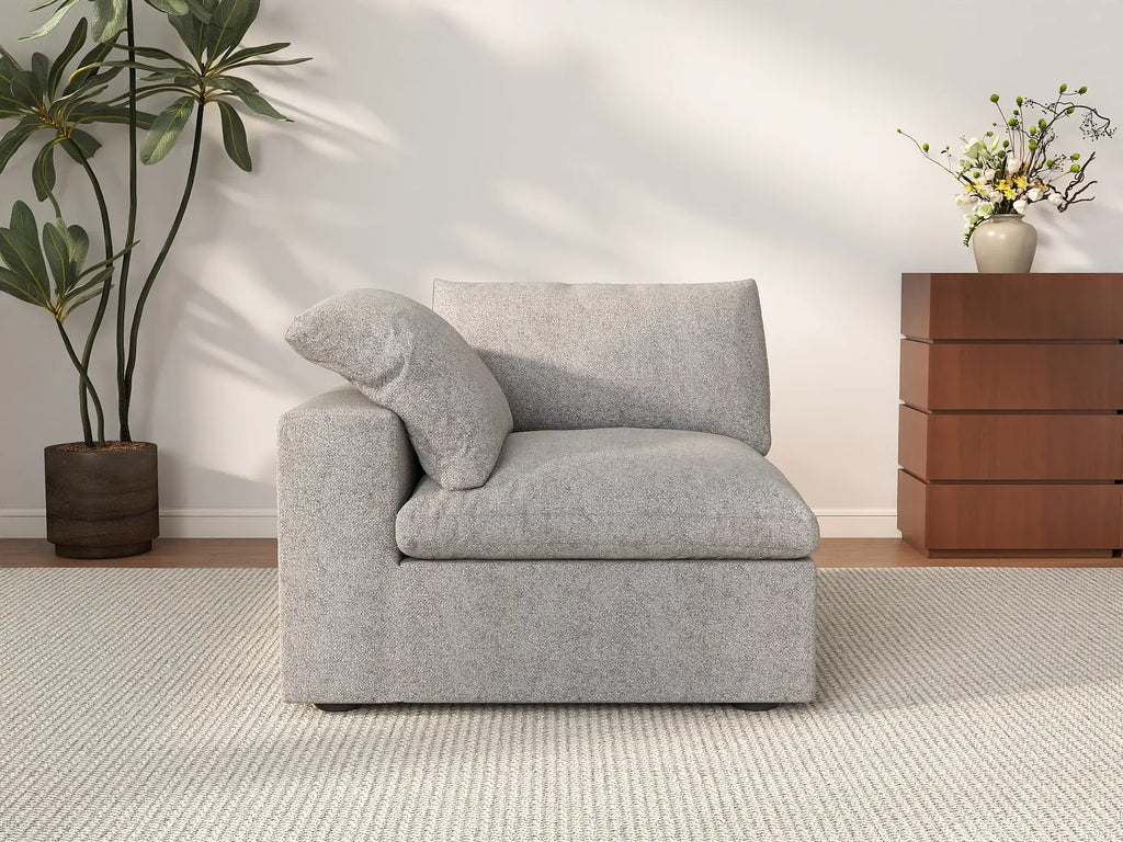 Deluxe Cloud 1-Seater Light-Grey Washable Single Sofa | 1-Piece, Cotton and Linen Fabric, Modular Design