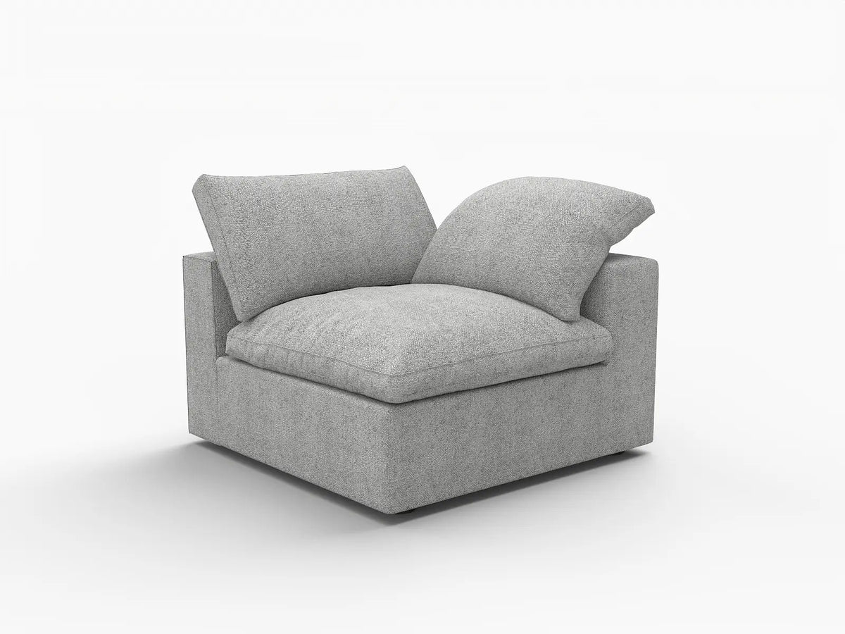 Deluxe Cloud 1-Seater Light-Grey Washable Single Sofa | 1-Piece, Cotton and Linen Fabric, Modular Design