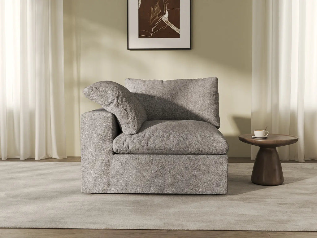 Deluxe Cloud 1-Seater Light-Grey Washable Single Sofa | 1-Piece, Cotton and Linen Fabric, Modular Design