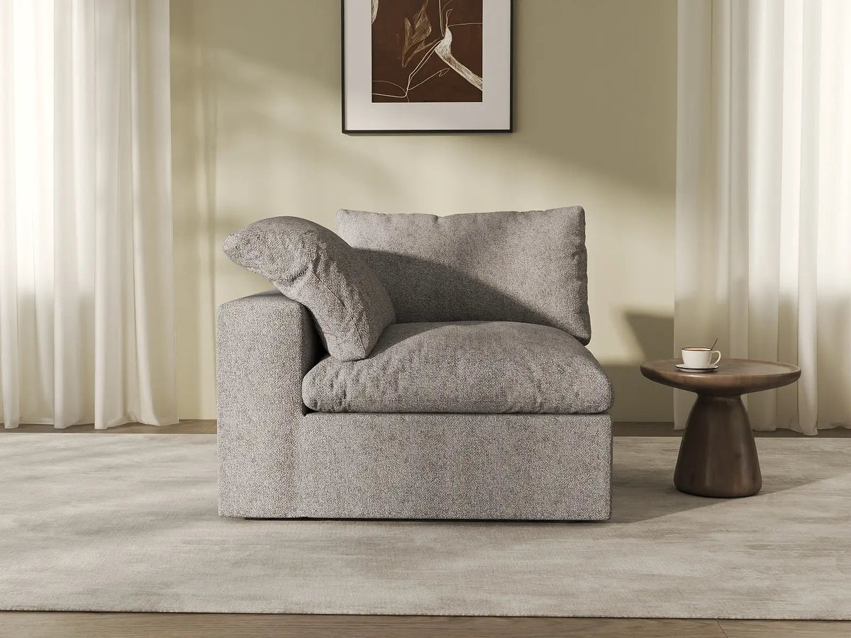Deluxe Cloud 1-Seater Light-Grey Washable Single Sofa | 1-Piece, Cotton and Linen Fabric, Modular Design