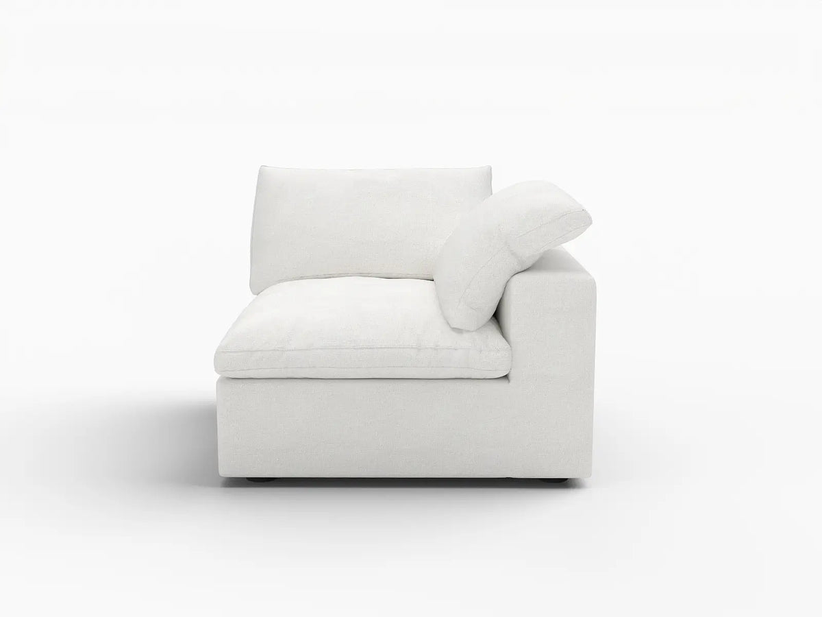 Deluxe Cloud 1-Seater White Washable Single Sofa | 1-Piece, Cotton and Linen Fabric, Modular Design