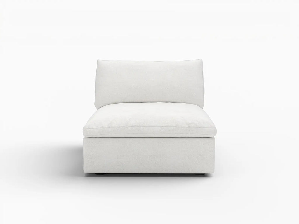 Deluxe Cloud 1-Seater White Washable Single Sofa | 1-Piece, Cotton and Linen Fabric, Modular Design
