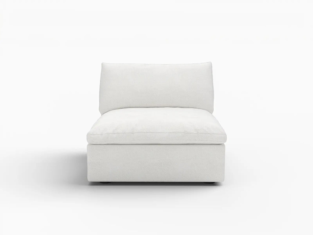 Deluxe Cloud 1-Seater White Washable Single Sofa | 1-Piece, Cotton and Linen Fabric, Modular Design