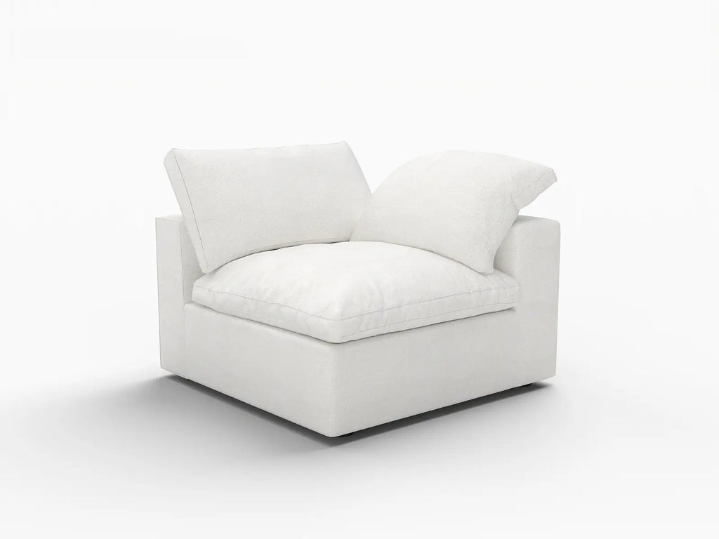 Deluxe Cloud 1-Seater White Washable Single Sofa | 1-Piece, Cotton and Linen Fabric, Modular Design