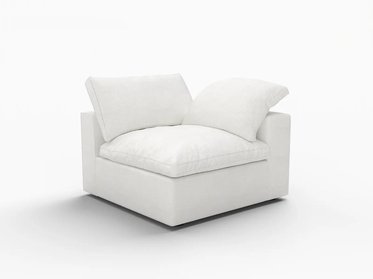 Deluxe Cloud 1-Seater White Washable Single Sofa | 1-Piece, Cotton and Linen Fabric, Modular Design