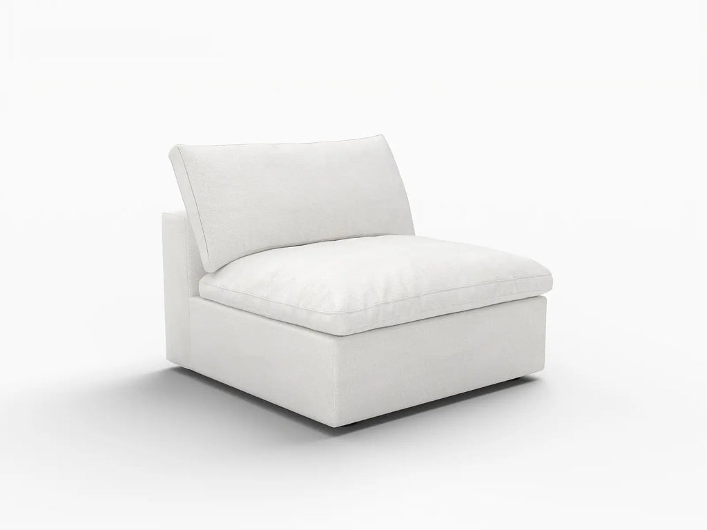 Deluxe Cloud 1-Seater White Washable Single Sofa | 1-Piece, Cotton and Linen Fabric, Modular Design