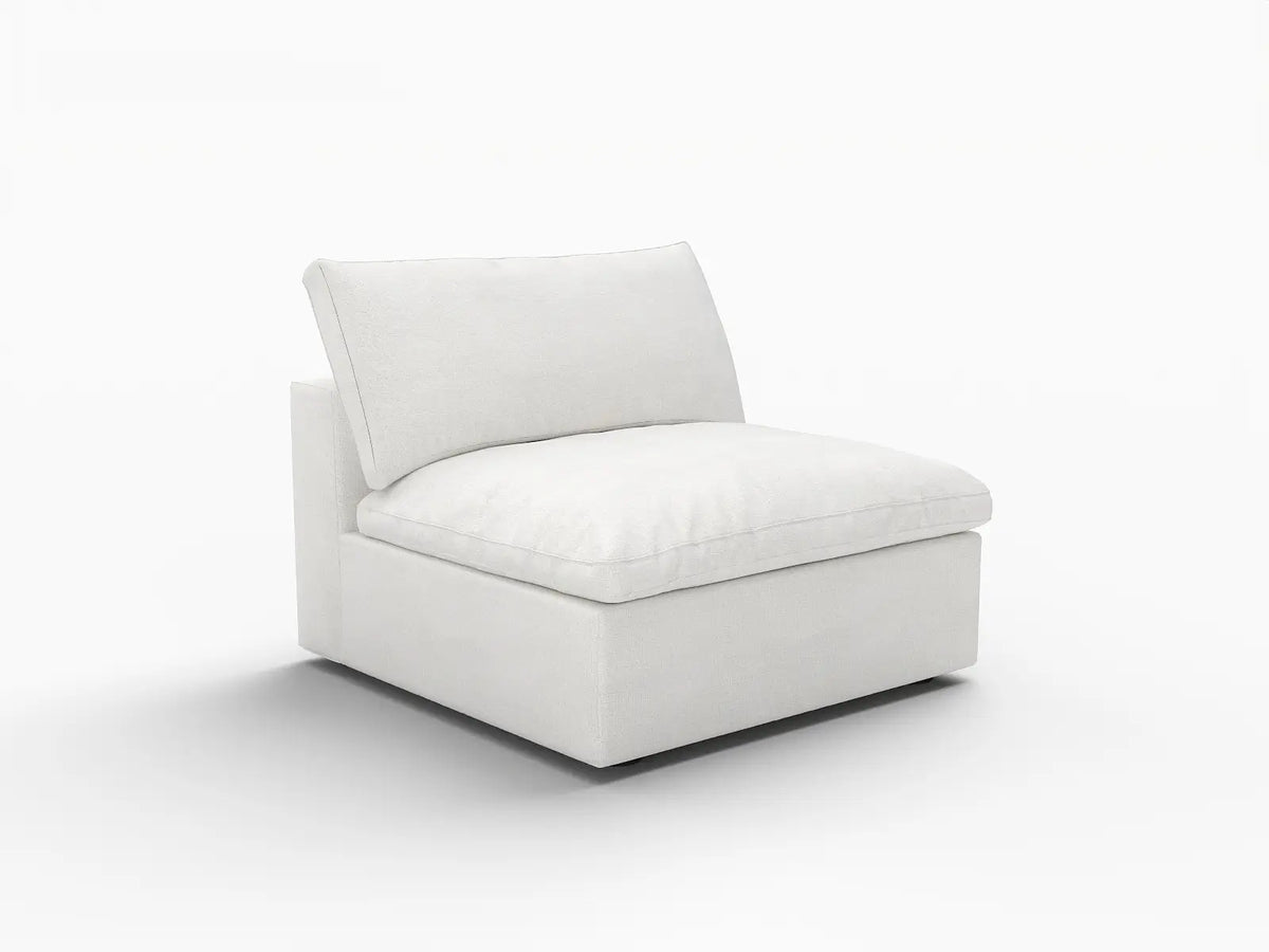 Deluxe Cloud 1-Seater White Washable Single Sofa | 1-Piece, Cotton and Linen Fabric, Modular Design