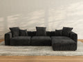 Matrix 3-Seater Black Washable L-Shaped Sectional | 4-Piece (includes 1 Ottoman), Corduroy Fabric, Modular Design