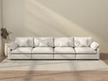 Deluxe Cloud 4-Seater White Washable Couch Sectional | 4-Piece, Chenille and Linen Fabric, Modular Design